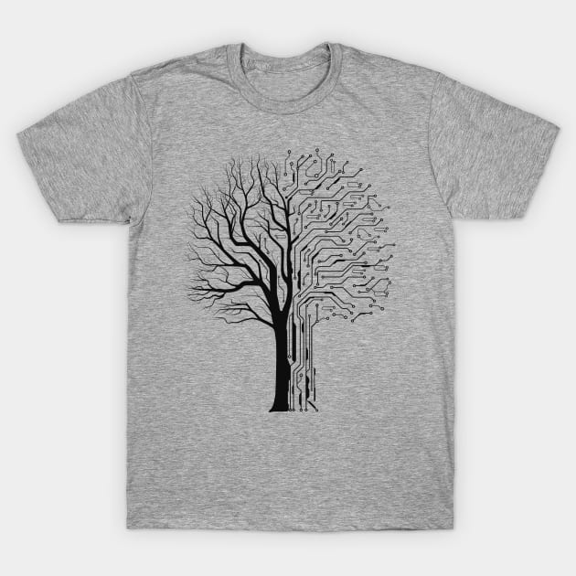 Digital tree black T-Shirt by Tigr